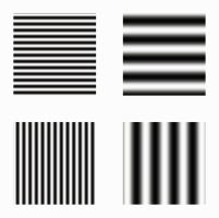 Figure 12b: Illustration showing four texture patches made of fine and coarse gratings at the horizontal and vertical orientation.